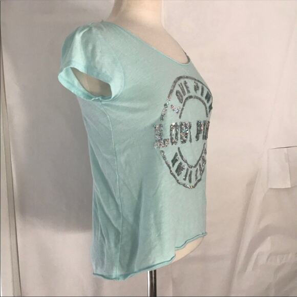 Scoop Necks Tee Short Sleeve Tops Baby Blue Small - Picture 2 of 6